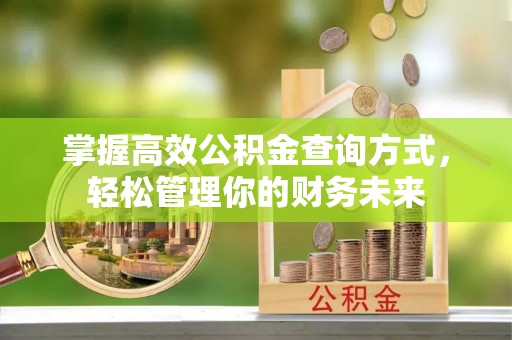 后里掌握高效公积金查询方式，轻松管理你的财务未来